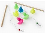 cavernedesjouets Kit Peche aux Canards Enfant, Exterieur   6 Canards lestes Plastique + 2 Cannes Bois   Kermesse, Fete foraine   Set Jeu Bain + Carte