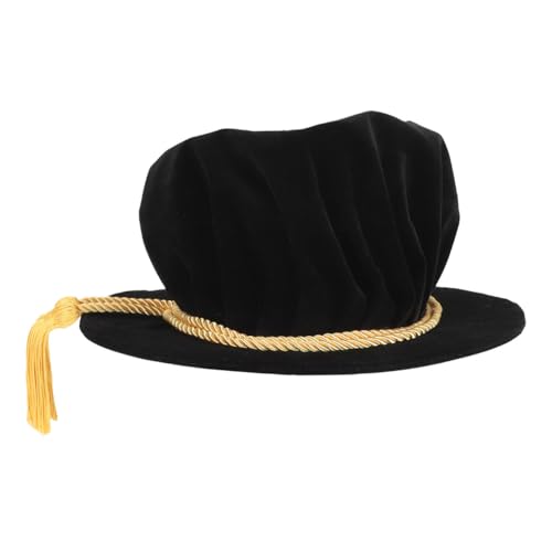 Chapeau de remise de diplôme anti-glisse en velours noir pour fête et cérémonie confortable