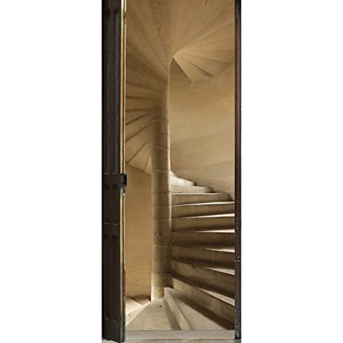 Plage 141016 Sticker Trompe l'œil Porte - Escalier à vis, 204 x 83 cm