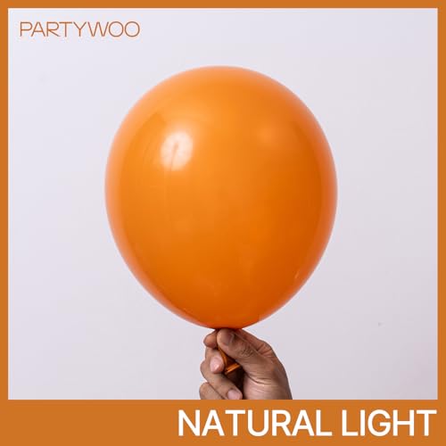 Image of PartyWoo Burnt Orange Balloons 100pcs 10 Inch Terracotta Rust Fall Color Autumn Boho Balloon Arch Kit Garland for Wedding Birthday Baby Shower Thanksgiving Halloween Fall Party Decorations Orange-F53