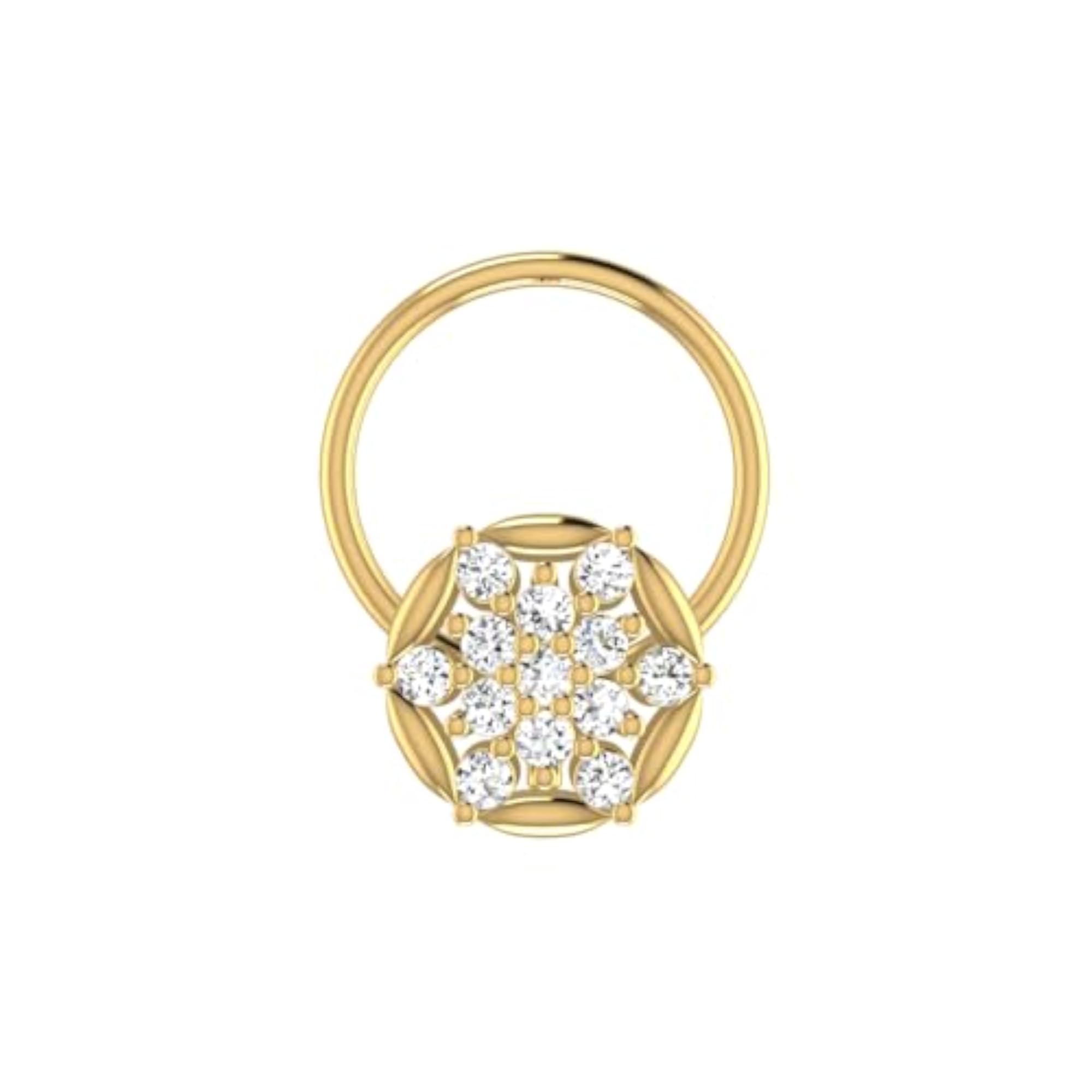 Women's 14Kt Yellow Gold Stud Nose Ring, Stylish
