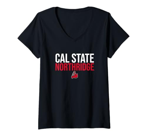 Womens Cal State Northridge CSUN Matadors Stacked V-Neck T-Shirt