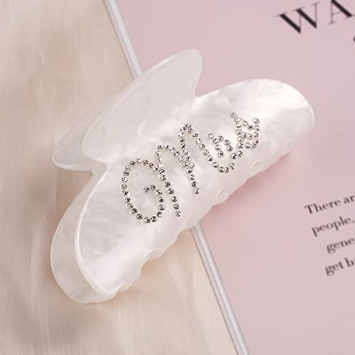 Bride Hair Claw Clip Mrs Acrylic Hair Clip Wedding Gift Ideas For Bride Hair Decorations White Double-Side Rhinestone Mrs Logo Bridal Shower Bachelorette Hair Decorations Bride Birthday Christmas Gift For Bride #TOP2