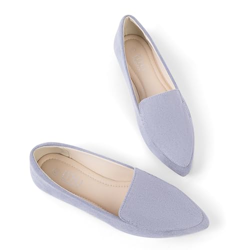 Image of MUSSHOE Pointed Toe Flats for Women, Comfortable Business Casual Work Shoes, Slip On Loafers with Arch Support, Office Walking Flats for All Day Standing