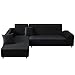 TAOCOCO Copridivano con Penisola Elasticizzato Chaise Longue Sofa Cover Componibile in Poliestere a Forma di L (Nero, 3 Posti+3 Posti)