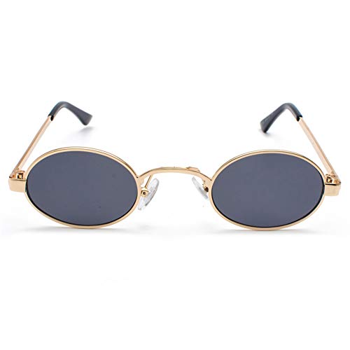 Tiny Oval Sunglasses Men Small Vintage Women Sun Glasses Retro Round Decoration (gold with black)2