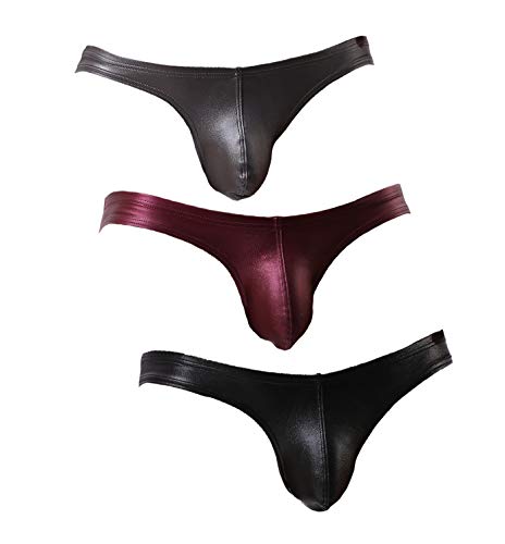 Men's Low Waist Briefs Underwear Sexy Faux Leather Bikini bottom B1162