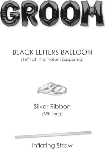 PartyForever GROOM Balloons Banner Black Wedding Party Decorations Sign image 5