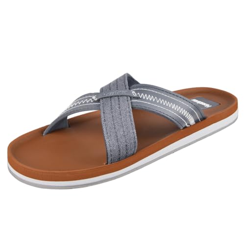 Harssidanzar Men Summer Cross Slide Sandals Comfort Lightweight Arch Support Slides Sandals KM234US4