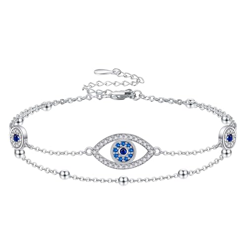 Tobillera de ojo malvado de plata de ley 925 el regalo de protección ideal para mujeres