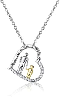 praymos Daughter Necklace from Dad 925 Sterling Silver Father Memorial Necklace Love Heart Pendant Jewellery Gifts for Women Girls with 18'' +2'' Silver Chain