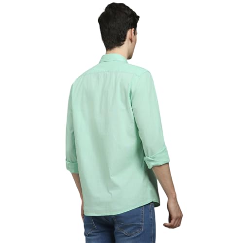 Image of Louis Philippe Men's Cotton Slim Fit Premium Textured Fabric Versatile Solid Easy Care, All Season Adapability Full Sleeve Casual Shirt