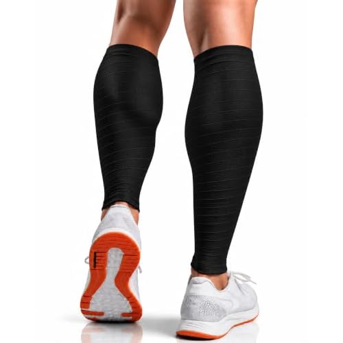 aZengear Mangas de Compresión para Pantorrillas Hombres y Mujeres, Medias Compresivas, Calcetines de Soporte para Deporte, Correr (Negro L/XL)