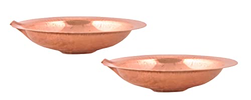 Shiv Shakti Arts Copper Diya | Deepak Plane Finish for Poojan and Spritual Purpose Diwali Deep (Pack of 2)