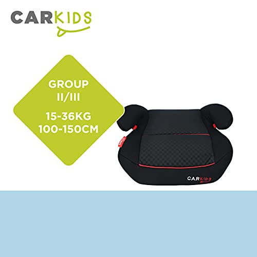 Carkids Auto-Kindersitzerhöhung Schwarz und Rot, Autokindersitz Gruppe 2-3, Kinder von 3,5-12 Jahre|15-36 kg - Image 5