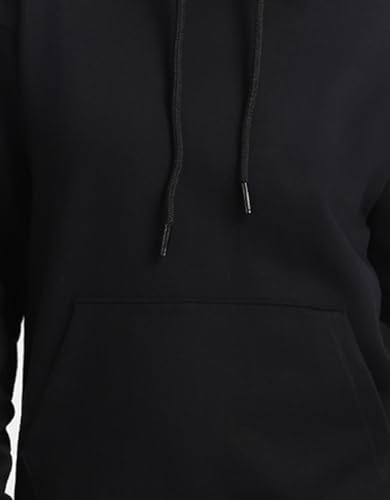 Image of JUNEBERRY Cotton Fleece Regular Fit Hooded Sweatshirt Lastest Back Graphic Printed Winter Hoodies for Women (Available in Colors: Black, SOYA Bean, Orange, Marshmellow, White & Lilac)