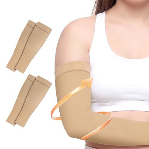 Nofacesee 2 Pairs Compression Lymphedema Arm Sleeves for Women, 20-30