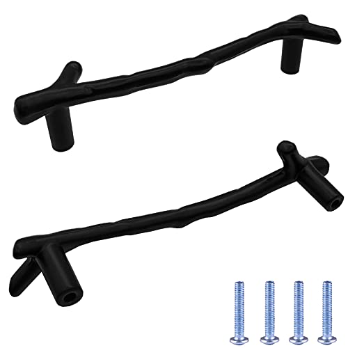 Bilindasly 5 (128mm) Twig Branch Decorative Cabinet Pulls Black Dresser Pulls Kitchen Pulls Zinc Alloy Pulls Drawer Pulls Cupboard Wardrobe Furniture Pulls Hardware Drawer Handles, 2 Pack