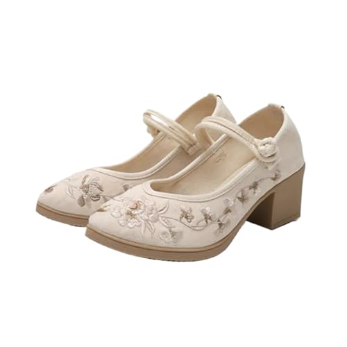 Escarpins à talons en coton brodé chaussure de printemps ethnique sandales d'été