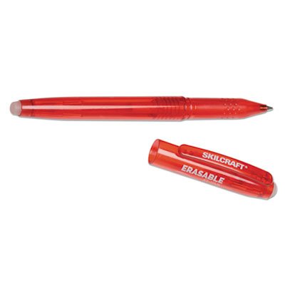 Bolígrafo de gel borrable rojo medio AbilityOne 12 unidades