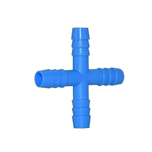 Anslutning 20st 8mm Cross Water Inlet Connector Waterer för kanin 4 Way Connector Water Distributor Garden Slang Bevattningstillbehör Multifunktionsanslutning Bevattningskontakt (Color : Blue)