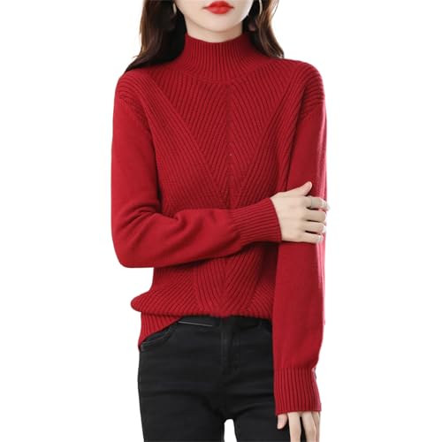 Cotton Knit Sweater Half High Collar Stripe Pullover Thickened Bottoming Casual Knitted Top for Girls