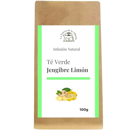 Té Verde con Jengibre y Limón 100 g – Infusión Detox Natural para Digestión y Bienestar Diario – Té a Granel 100% Natural – La Tetera de la Abuela
