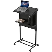 Houseables Rolling Podium, Portable Podium, Teacher Podium, 41- 47 Adjustable Height, Black, Podium Stand, Lectern Stand, Podium Desk, Classroom Podium, Mobile Podium with Wheels, Lecterns & Podiums