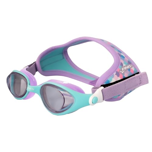 FINIS DragonFly Kids Swim Goggles - Ages 3-6 Adjustable Floating Strap UV Protection Anti-Fog - Lavender Scales