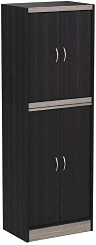 Hodedah 4 Door Kitchen Pantry with Four Shelves, Chocolate
