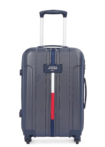 Tommy Hilfiger Wyoming Check-in Luggage | 66cm Mid Size Trolley Bag|Durable Polycarbonate Hardshell Suitcase with TSA Lock|360° Spinner Wheel & Adjustable Telescopic Handle|85L Capacity|Color- Navy