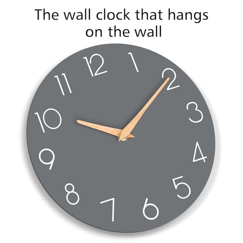 cicininc Wall Clock, Gray Silent Non-Ticking, Decorative Battery Operated Wall Clocks for Bedroom, Kitchen, Home, Office, School, Hotel (8 Inch)