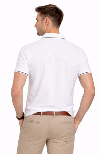 Image of Mens Pique Polo T-Shirt | Cotton Rich, Smart Fit Polo with Embroidered Logo | Casual & Sports Wear | Polo T-Shirt for Men