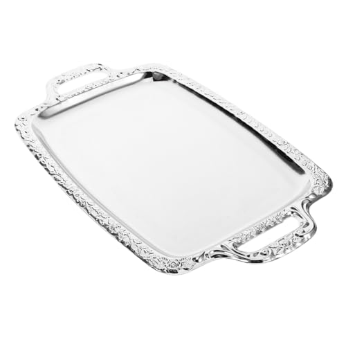 Alipis Stainless Steel Rectangular Snacks Serving Plate with Elegant Edging Versatile Outdoor Serving Tray for Snacks Fruits and Storage Easy to Clean Design