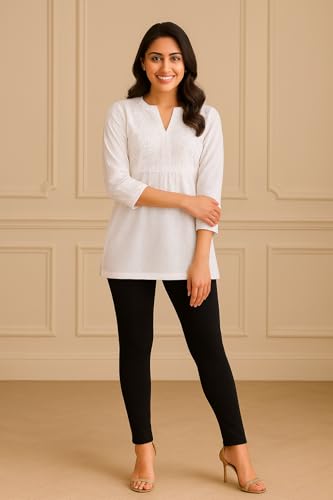 Image of Amazon Brand - Anarva Women's Super Cotton Combed Slim Fit Elastane Stretch Comfort Ankle Length Leggings with Ultrasoft Waistband