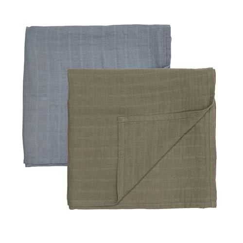 Image of Huxie Swaddle - 100% Organic Cotton - Muslin Swaddle Blankets for Newborn, 47" x 47" 2-Pack (Sage Green/Tradewinds)