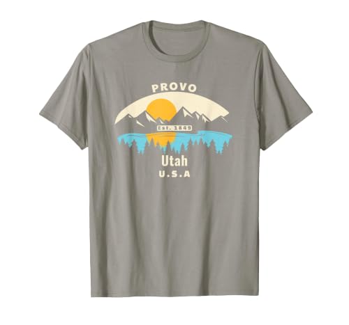 Provo, Utah, Souvenir Mountain, Sunset, River T-Shirt, Men, Slate Grey, Medium