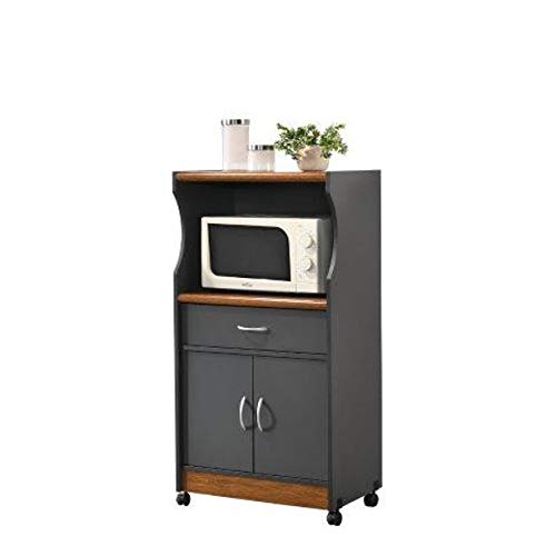 Hodedah Microwave Kitchen Cart, Multiple Colors (.A Grey-Oak)