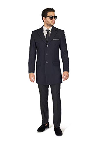 AZAR MAN Slim Fit Modern Wool Overcoat 3 Button Notch Lapel Top Trench Coat