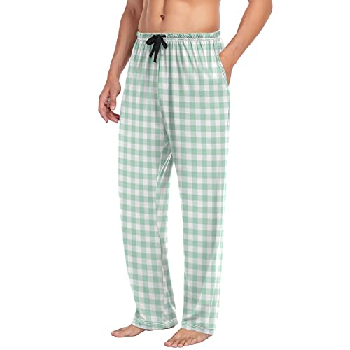Grey Checkered Gingham Men's Pajama Pants Sleepwear Lounge Pajama Bottoms4