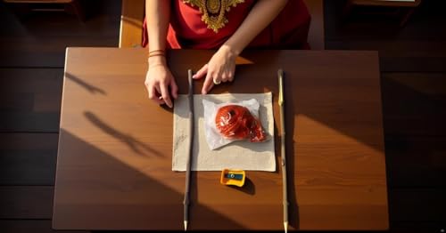 Image of Anar ki Kalam, (Used for writing on Bhojpatra) - Set of 4 Sticks with FREE Kalawa & Sharpener | Perfect for Pooja, Mantra & Bhojpatra Yantra and Mantra Writing