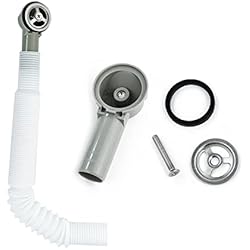 Rejilla Rebosadero Fregadero 2x tubos de rebosadero, tubo de rebosadero para lavabo extensible, Interfaz circular (Tamaño: 41x41mm) Longitud del tubo 250 mm, diámetro 26 mm (diámetro interior: 21 mm)