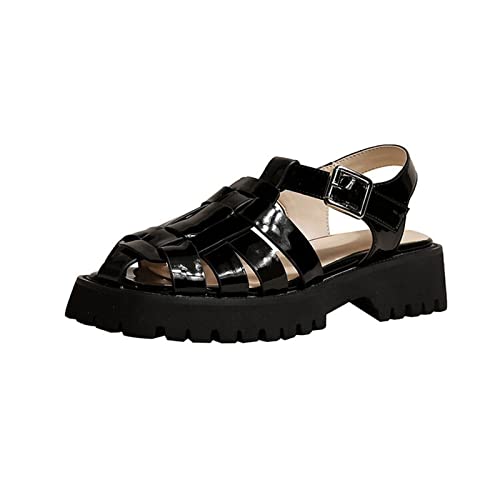 Sandales en cuir verni pour femmes avec bride cheville élégante