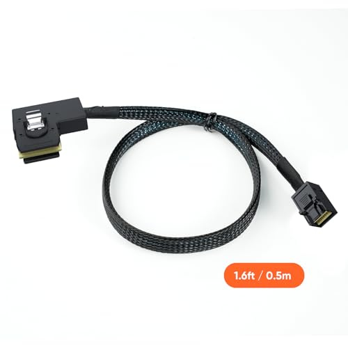 CableCreation 1.6FT Mini SAS SFF-8643 to Mini SAS 36Pin SFF-8087 Left Angle Cable, 0.5M (12Gb/s)