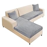 NAISI Sectional Couch Cover 3 Pieces Velvet Separate Couch Cushion Covers L Shape Soft Stretch Sofa