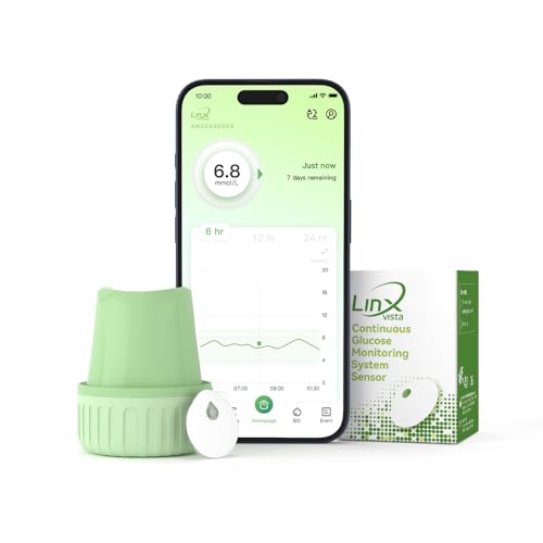 Linx Vista Monitor Continuo di Glucosio (CGM) & APP. Misurare glicemia 24/7, Analizza e Condividi l’Impatto della...