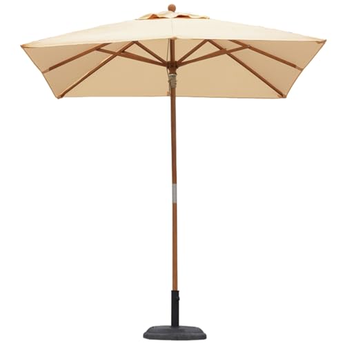 Parasol de jardin en bois avec base, protection pour terrasse, plage, hôtel, piscine, restaurant - 2 m, kaki, 2*2m