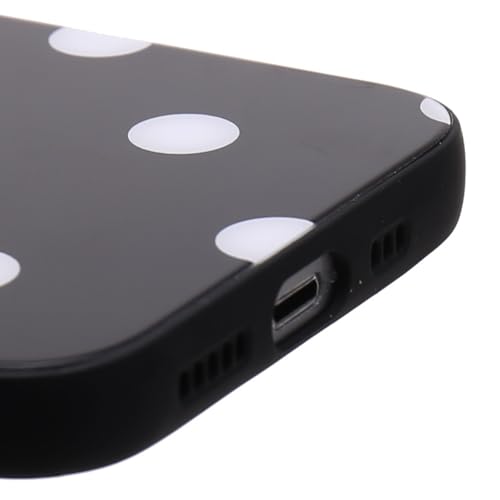 ONLYOU iPhone14 用 ケース 可愛い 韓国 背面ガラス TPU アクリル ガラス ドット 水玉 モノクロ モノトーン シンプル 大人 女子 ペア アイフォン14ケース(iPhone14 ブラック)