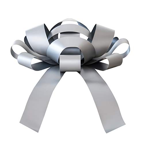 Carbowz Big Silver Car Bow, Giant 30" Bow, Non Scratch Magnet, Weather Resistant Vinyl #TOP1