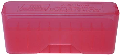 MTM Case-Gard J-20-M Slip-Top Rifle Ammo Box (20-Round),Clear Red,Medium